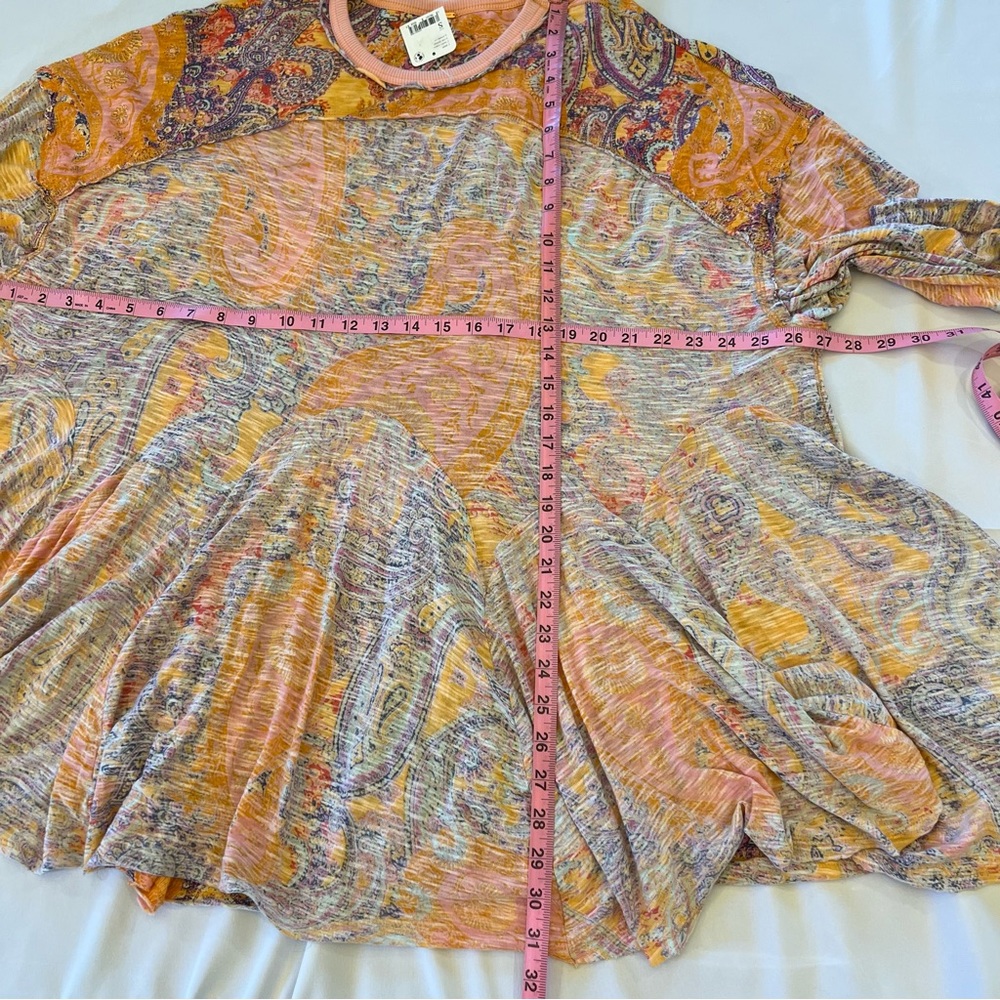 πHPπ NEW NWT Free People Making Circles Longline T-Shirt Tunic Paisley Small - Picture 14 of 14
